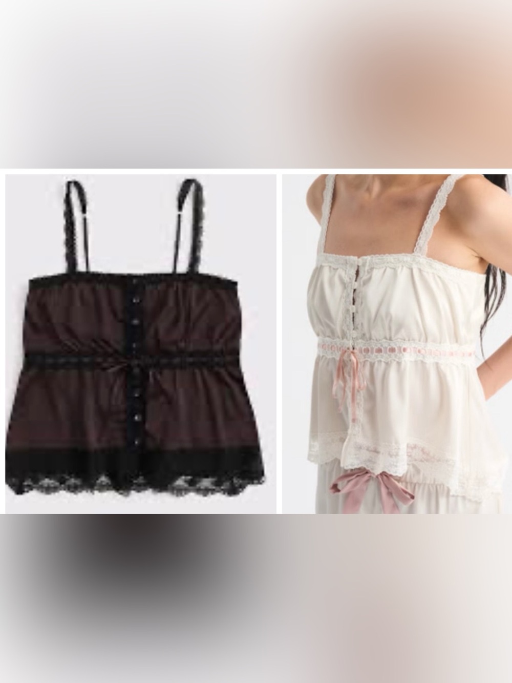 set of 2 Abercrombie & Fitch Lace-Trim Button-Through Cami
